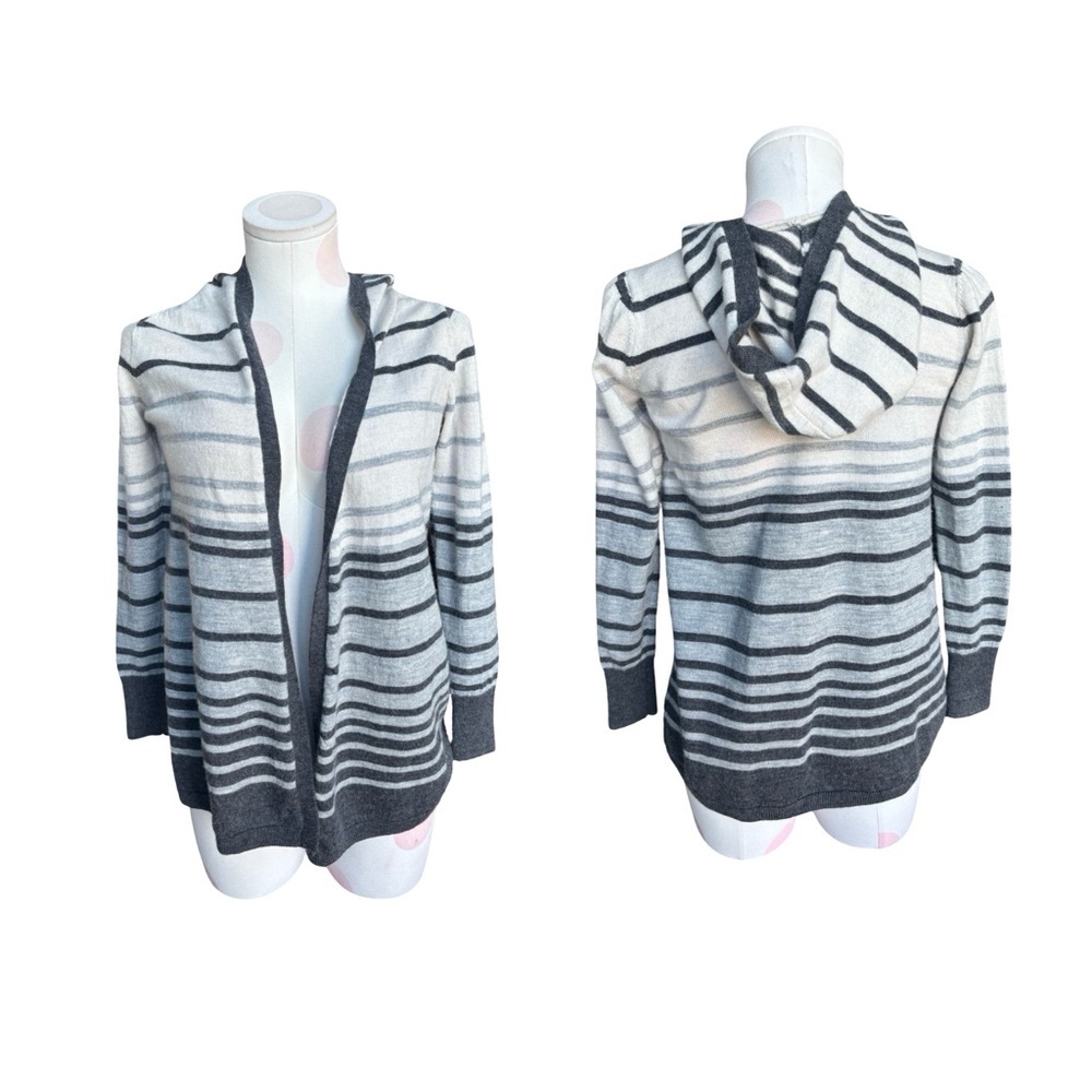 Fenn Wright Manson Merino Wool Hooded Open Front Cardigan lightweight Striped XS